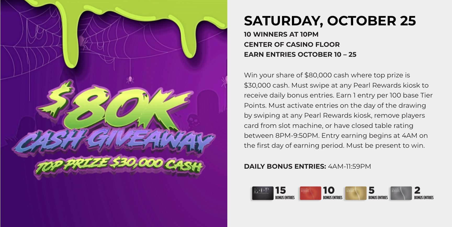 $80K Cash Giveaway at Scarlet Pearl Casino Resort in D'Iberville near Biloxi, MS